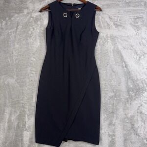 Tommy Hilfiger Womens Black Sleeveless Pleated Sheath Dress‎ Size 4 Professional